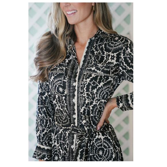 NWT Omika Palma Maxi Button Down Dress Carmen Black Graphite New Small - Picture 4 of 7